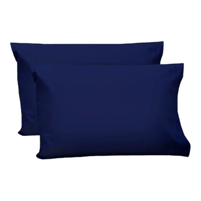 Fundas Almohada Rebeca Azul Marino Algodón Percal 200 Hilos Estándar 80x50cm Pack 2