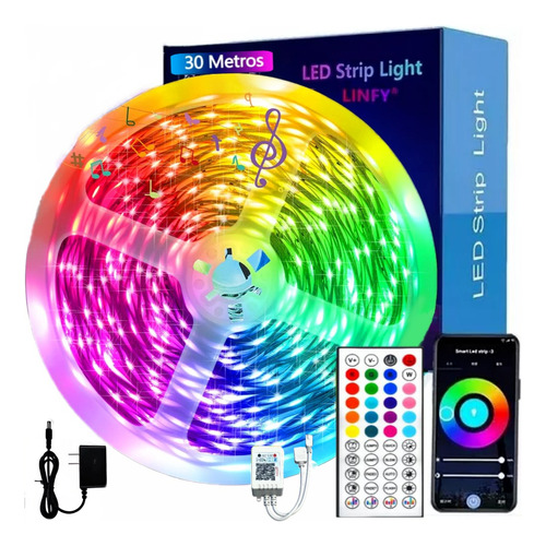 Tira De Luz Led Rgb 30m App Bluetooth Control Remoto 