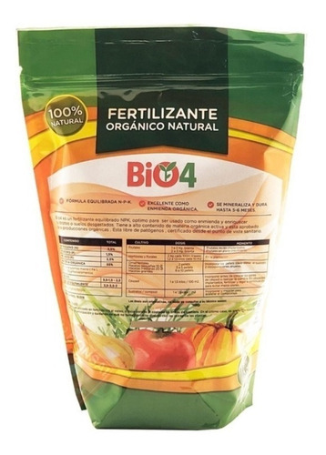 Fertilizante Natural Bio 4 Fomula Equilibrada 1 Kilo