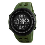 Reloj Hombre Skmei 1251 Digital Alarma Cronometro Color De La Malla Negro Color Del Bisel Verde
