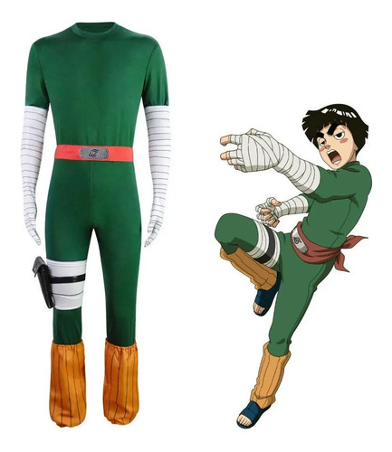 Disfraz Cosplay Naruto Rock Lee Con Nunchaku Para Hombre A
