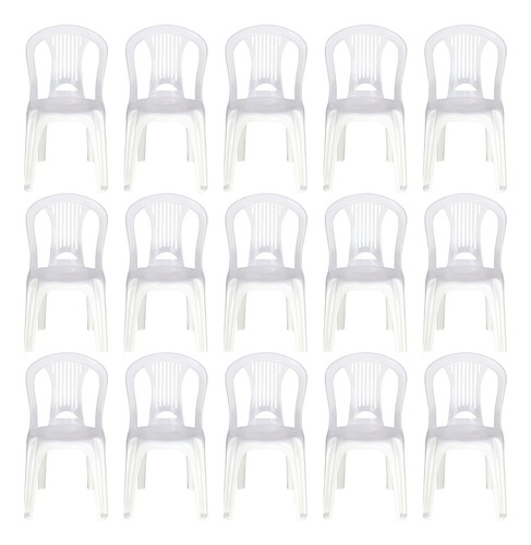 Kit 15 Cadeiras De Plástico Tramontina Sem Braço Reforçada