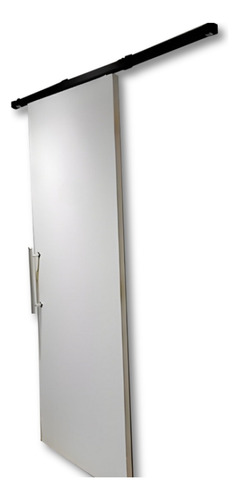Kit Porta De Correr Preto Com Porta Branca Completa 210x90