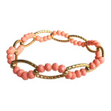 Bashari Esclava De Chapa De Oro Chain Bracelet - Coral