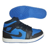 Nike Air Jordan 1 Mid Negro Y Azul Royal