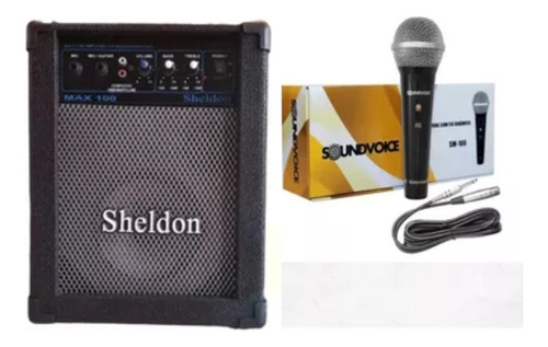 Caixa Multiuso Sheldon Max100 15w+microfone Sm100 Soundvoice