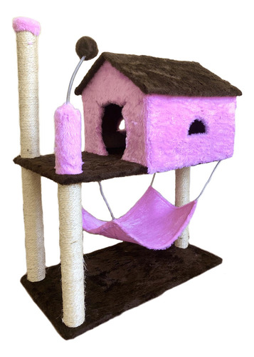 Arranhador Gato Brinquedo Bolinha Casa Com Rede