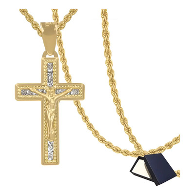 Medalla Dije Cruz Cristo Oro 14k Cadena Torzal Oro 14k Italy 50cm Italy Italiana Oro Hombre Mujer Oro Moon Rock 14 Kilates Regalo Novio Novia Joyería Fina Oro 14k Cruz Grande Oro 14 Kilates | Envío gratis