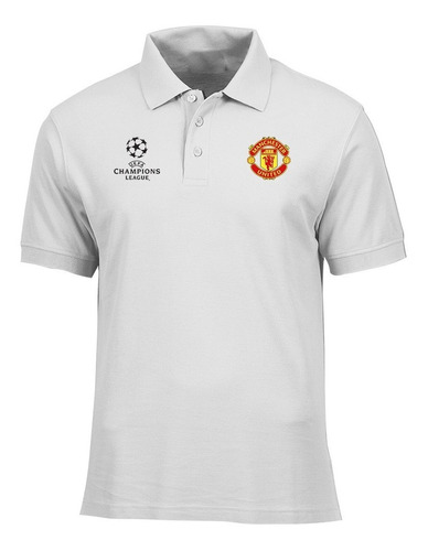 Camiseta Tipo Polo Manchester United, Champions Logo Bordado