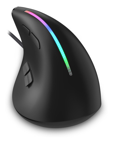 Mouse Óptico Vertical Ergonômico Com Fio Usb Led Rgb 9 Botões 12800 Dpi Para Pc Notebook Fire Phoenix D7 Preto