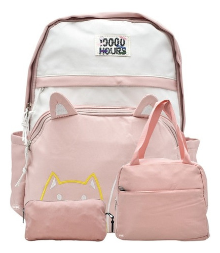 Mochila Para Laptop Gato 10000 Hours Martin Minghao Bordado Rosa Claro Primaria Ll23bjm063 Lluvia