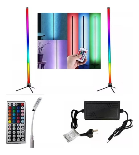 Luz Lampara Pie Esquinero Led Rgb X2 44 Botones Mas Efectos 