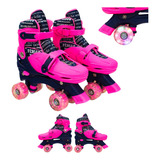 Patins Quad Ajustável Rodinhas Led 4 Rodas Para Crianças