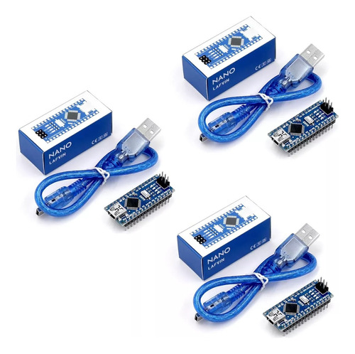 3 Piezas Nano Placa Compatible Con Ide Arduino + Cable Usb