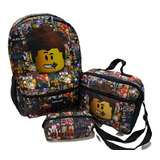 Kit Mochila Roblox De Costas Com Lancheira E Estojo Duplo 