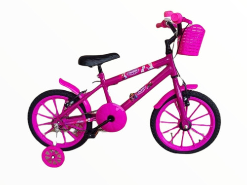 Bicicleta Infantil Aro 16 Rosa Com Rodinhas Lateral E Cesta