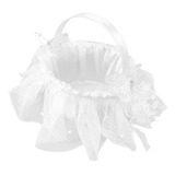 Cesta De Boda Con Flores Para Niña, Encaje Blanco, Clásica,