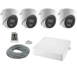 Kit 4 Camaras Domo Ip Poe 2mpx Colorvu Nvr 4ch Hikvision 1tb