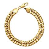 Pulsera Hombre Bañada En Oro Tejida De 12 Mm