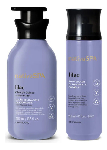 Combo Nativa Spa Lilac: Hidratante 400ml + Bodysplash 200ml 