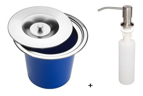 Kit Lixeira De Embutir 8l + Dispenser Detergente Inox 