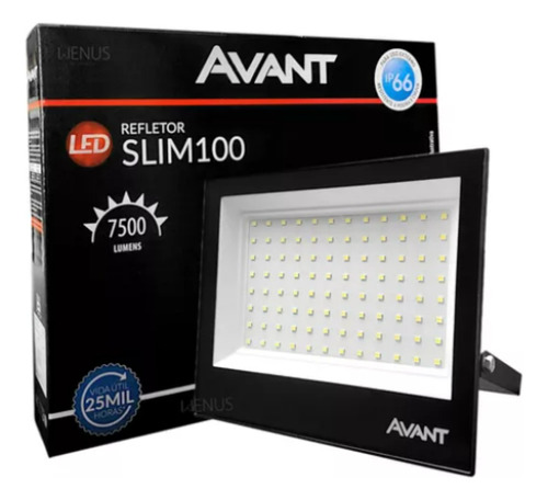  20 Refletor Led Avant Área Externa 100w 6500k Luz Branca 