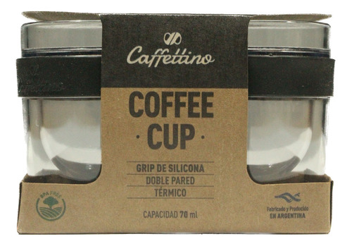 Pocillo Cafe Termico Vaso Doble Pared Caffettino 75 Ml X 2