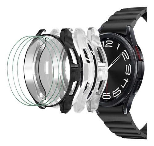 Case Tpu Cristal Templado Para Galaxy Watch 6 47mm 43mm 3pcs