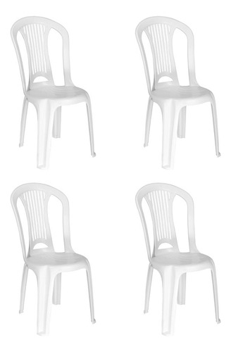 Combo Kit 4 Cadeiras Atlântida Branca Tramontina
