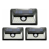 X3 Focos Solar 30 Led Exterior 6w Sensor De Movimiento 800lm