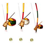 Trio De Berimbau Prof. Pintado 160cm  Com Dobrao Dourado Vl