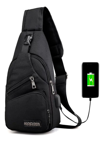 Mochila Pechera Con Usb Broche Antirrobo Cruzada Mariconera