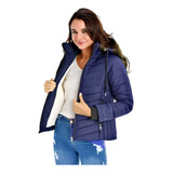 Campera Inflable Mujer Con Polar Impermeable Capucha Desmont