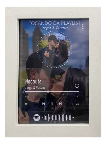 Quadro Porta Retrato Foto Música Spotify Casal Personalizado