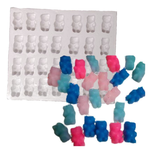 Molde Forma Silicone Sabonete Ursinhos Urso Mod 2. 28 Cav.