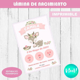 Lámina Cuadro Imprimible Nacimiento Editable Bosque 