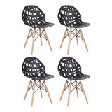 Juego De 4 Sillas De Diseño Eames Akron Color De La Estructura De La Silla Negro