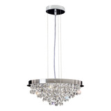 Lustre Pendente Redondo Inox Cristal K9 Legitimo 6 Luzes G9