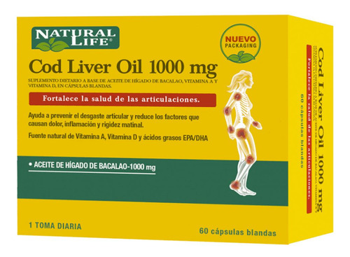 Natural Life Cod Liver Oil 1000mg Aceite Higado De Bacalao