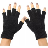 Guantes Chenille Corto  Sin Dedos Negro Premium Miton