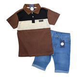 Conjunto Jeans Juvenil Bermuda E Camisa Tamanho 10 12 14 16 