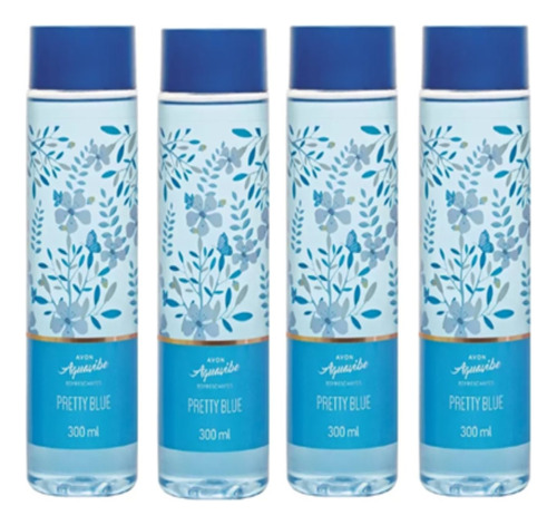Kit Com 4 Perfume Pretty Blue Avon Refrescantes Aquavibe - 300ml