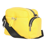 Bolso Crossbody Mujer Amarillo 851-83 Correa De Hombro Negro Diseño De La Tela Liso