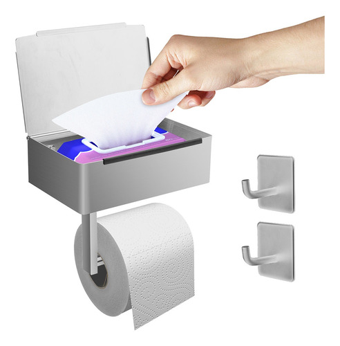 Porta Papel De Baño Acero Inoxidable Con Soporte Para Caja