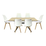 Set De Comedor Mesa Extensible 160x80 +6 Sillas Tulip Blanca