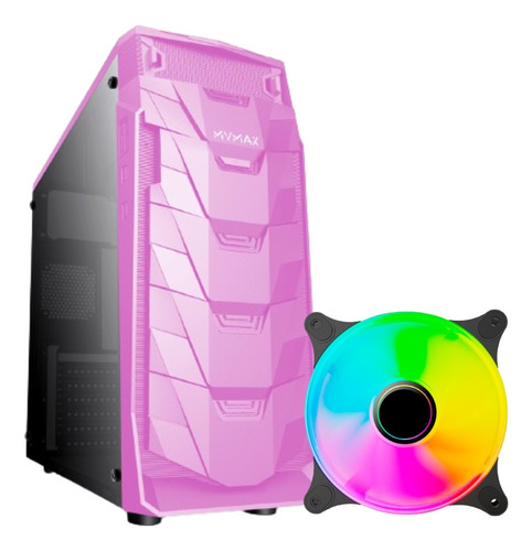 Gabinete Gamer Rosa Com Cooler Fan Led Rgb Red Mid Tower Atx