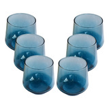Jogo 6 Copos Vidro Drink Degrade Agua Suco Vinho 380ml Cor Azul