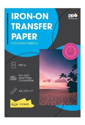 Ppd Inkjet Premium Iron-on Dark T Shirt Transfers Papel Ltr 