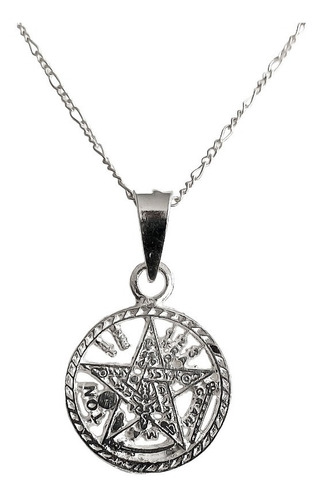 Dije Medalla Tetragramaton Diamantada + Cadena Plata Ley 925