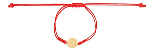 Pulsera Hilo Rojo San Benito Doble Cara Chapa Stellina Bebés Diámetro 3 Cm